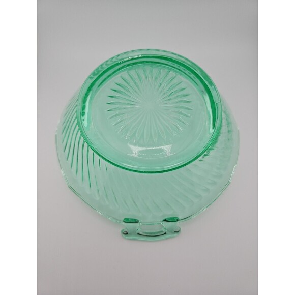 Uranium Glass - Vintage Imperial Green Twisted Optic 10" Handled Serving Bowl - Picture 10 of 16